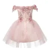 Fille Robes Hors Épaule Fleur Bébé Filles Robe Baptême Pour 1ère Année D'anniversaire Dentelle Fête De Mariage Baptême Vêtements Pour Bébés