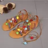 Sandales mode femmes plat croix sangle string Sandalias dames bout ouvert pantoufle bohême chaussures de plage