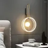 Candeeiros de parede Moderno candeeiro LED nórdico quarto de cabeceira Simplicidade Dourado Iluminação decorativa Sala de estar Corredor Acessórios interiores