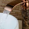 Bathroom Sink Faucets Waterfall Faucet Rose Gold And Cold Single Handle Countertop Mount Solid Brass Jade Basin