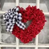 Decorative Flowers Heart Shape Valentine's Wreath Home Wedding Festival DIY Decoration Day Gift Romantic Bowknot Ribbon Garland