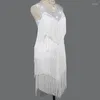 Sahne Wear Latin Fringe Elbise Beyaz Püskül Dans Etek Yarışması Büyük Gatsby Partisi Kızlar Bl2808