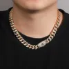 Бриллиантовое инкрустанное золотое ожерелье мужская хип-хоп нишевая медная медь инкрустирована с помощью циркона 12-мм кубинского цепного ожерелья