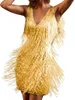 Casual Dresses Vestido de Fiesta Y2k Con Borlas Lentejuelas Para Mujer Sexig Flecos Brillantes Club Verano