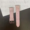 Modedesigner läderband för Apple Watch Band 38mm 40mm 44mm 49mm 45mm 42mm armband Black Square Designs Flower Watchband IWatch Series 8 7 6 5 4 3 2 SE Belt