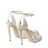 Top Brand Summer Rosie Platform Heel Sandals Shoes Satin Two Tubular Straps Luxury Gladiator Sandalias Wedding Bridal Dress Lady High Heels shoe with box