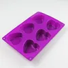 6 trous en forme de coeur cuisson gâteau moule gelée glace plateau Biscuit moule à la main savon amour Silicone moule SN4391