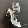 2023 Sandals Leather Shiletto Heels Evening Shoes Women Ceneled Luxury Designers Ongaround Wraparound Shoe Factory Footwear