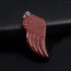 Pendant Necklaces Natural Stone Pendants Feather Shape Rose Red Agates Crystal For Jewelry Making Diy Women Earring Party Gifts