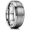 Alianças de casamento clássicas 8mm de tungstênio para homens, superfície de aço inoxidável escovado para mulheres, banda, casais, joias, acessórios, atacado