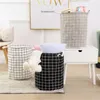 Storage Bags Print Laundry Basket Foldable Home Bag Portable Cotton Linen Hamper For Kids Toys Dirty Clothes Organizer
