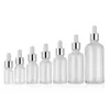 Clear Glass Essential Oil Parfym Bottles Liquid Reagent Pipett Droper Bottle With Silver Cap White Tip Top 5-100 ml LMLRN