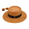 Chapéu de palha com fivela de ouro para mulheres Chapéus de praia de design de verão Grama Trança Homens de luxo Flat Fit Bucket Hat Bob Férias Chapéus de sol Casquette