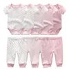 Zestawy odzieży 6/9/10pcs ubrania dla dziewczynki Born Bodysispants Cotton Baby Boy Ubranie Dziewczyny z krótkim rękawem Baby Cartoon 230613