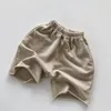 Shorts été enfant fille lisse mode solide confortable enfant en bas âge garçon coton droit jambe large pantalons courts enfants vêtements 230614