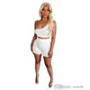 Designer Womens Silm Tracksuits 2 Piece Set Outfits Sexig Solid Color Slant Collar Croped Crop Top and Shorts Suit