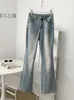 Dames Jeans Y2K Retro Wash Blue Dames Denim Flare Broek 2000 Hoge taille Dames Volledige lengte Bell Bottom Amerikaanse stijl Vintage Cosy Chic