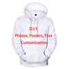 Heren Hoodies DIY 3D Hoodie Men Women Mode Casual Tops Aangepast Streetwear Gedrukte aangepaste producten Pullovers 2XS-5XL