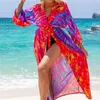 Women's Swimwear Boho Printed Kimono Cardigan Cover Up Women Summer Clothes Plus Size Long Sleeve Bikini Wrap Beach Wear Swim Suit
