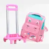Zaini Amiqi School Wheeled Backpack For Girls Trolley Bag Wheels Lunch Rolling Bags Kids Mochila 230613