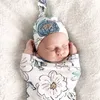 Sovsäckar baby väska nyfödd swaddle wrap hatt mjuk bomulls sömnfilt barn spädbarn filtar rekvisita r230804