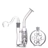 Wholesale Mini Protable 7 holes perc water Ash catcher bong pipe Percolator Glass tobacco dab rig Bongs with 14mm male smoking oil burner or dry herb bowl