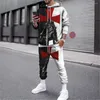 Tute da uomo Stampato in 3D Moda Autunno Girocollo Maglione da uomo Ritaglio Abbigliamento sportivo Felpa con cappuccio casual Pantaloni da jogging 2 pezzi Pullover Set