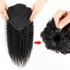 Ponytails Aliballad Kinky Curly Drawstring Ponytail Remy Human Hair Brazilian Cury Ponytail Afro Clip In Extensions 100g-150g For Women 230613