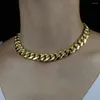 Choker Gold Color 14mm Miami Cuban Link Chain Women Necklace Hip Hop Rock Punk 14 "15" Chokers