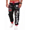 Herrbyxor herr hip hop casual jogging brev tryck sport gym fitness smal fit baggy byxor sportkläder svettbyxor jogger tracksuit