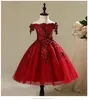 Fille Robes Né Bébé Robe Rouge Dentelle Sans Épaule Baptême Fête Princesse Robe 1 An Anniversaire Bébé Baptême