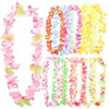 Decorative Flowers Hawaiian Wreaths Leis Flower Garland Tropical Luau Party Favors Beach Hula Costume Accessory- 50PCS