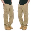 Męskie spodnie bawełniane ładunki men kombinezon armii styl wojskowy trening taktyczny proste spodnie pod względem kieszonkowym workowatym 230614