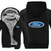 Vinter ford hoodies varma män mode ullfoder jacka ford logo tröjor män kappa