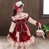 Mädchen Kleider 1 bis 12 Jahre Baby Herbst Langarm Prinzessin Lolita Kleid Ballkleid Bedruckte Schleife Vintage Vestidos Kinder Party Kostüm