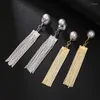 Backs Earrings Vintage Gold Long Metal Tassel Clip On Trendy Pearl Without Piercing Mosquito Coil For Women Jewelry 2023