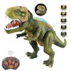 electricrc حيوانات كهربائية RC Dinosaur Kids تلعب الحيوانات الأليفة Tyrannosaurus rex عن بعد التحكم في طراز حيوان العيون تألق الأصوات المشي للصبي هدايا 230613