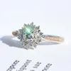 Cluster Ringen 925 Sterling Zilveren Ring Tweekleurige Zonnebloem Ingelegd CZ Voor Vrouw Engagement Sieraden Gift