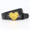 Cinture 2023 Cintura da donna con fibbia liscia a forma di cuore in lega di design di alta qualità in vera pelle nera