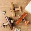 Aircraft Modle Wooden Vintage Airplane Handmade Scale Model Ornaments Decor Creative Home Desktop Retro Aircraft Decoration Toy Gift Collection 230613