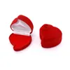 Jewelry Pouches Double Wedding Rings 12pcs Wholesale Romantic Box Velvet Heart Shape Red Rose Flower Display Gift Packing