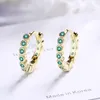 Stud Earrings Black / Green Zirconia For Women Round Ear Rings Korean Trend 2023 Fashion Jewelry Party Gift Girls Female