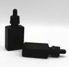 Wholesale 30ml eliquid flat bottle glass empty mini bottles 30ml matte black rectangular glass bottles Top