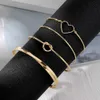 Armbänder Mode Herz Armband für Frauen Gold Farbe Offene Armreif Set Trendy Schmuck Geschenke R230614