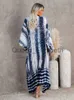 الفساتين غير الرسمية بيكيني تستر على صبغة ربطة عنق المطبوعة Cape Pareo Bohemian Beach Kimono Dresses Self Batting Suits Dropshiping J230614