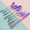 Dinnerware Sets 30pcs Colorful Royal Type Cutlery Set Western Kitchen Tableware Stainless Steel Flatware Spoons Fork Knife Silverware