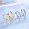 Stud Earrings Black / Green Zirconia For Women Round Ear Rings Korean Trend 2023 Fashion Jewelry Party Gift Girls Female