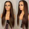 Straight Brown Color Lace Front Human Hair Wigs Brazilian Wigs 180% Lace Frontal Wigs For Black Women PrePlucked Human Hair