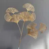 Fleurs séchées fourchette ventilateur feuille filet artificiel or Ginkgo Eucalyptus houx plastique pour mariage arrangement floral décoration de la maison artisanat