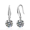 Dingle örhängen 925 Sterling Silver Diamond Earring Classic Round Cut Moissanite Ear Hook D Color VVS1 Kvinnor smycken Pendientes